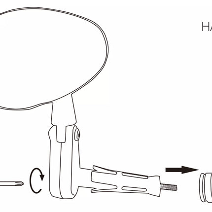 a drawing of a manual hand held mirror