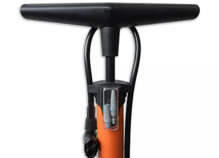 an orange and black bike with a black handlebar