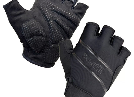 a pair of black gloves on a white background