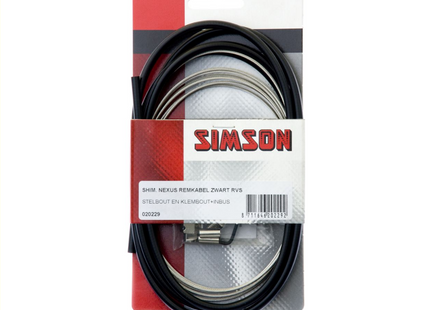 Simson Nexus Remkabelsæt i Rustfrit Stål til Shimano Nexus Rollerbrake - Sort