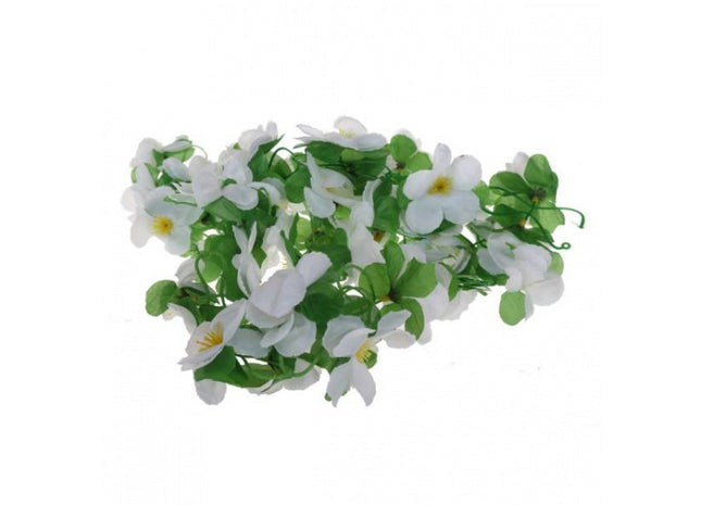 Blomstret cykelkrans Flower Garland 120 cm hvid